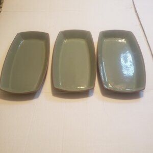 3 Bret Bortner Signed Williams Sonoma Green Terracotta Wabi Sabi Serving Dishes‎